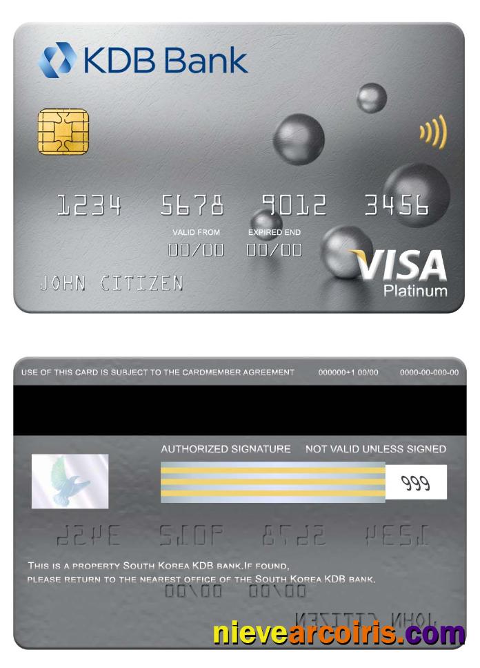 South Korea KDB bank visa platinum card
